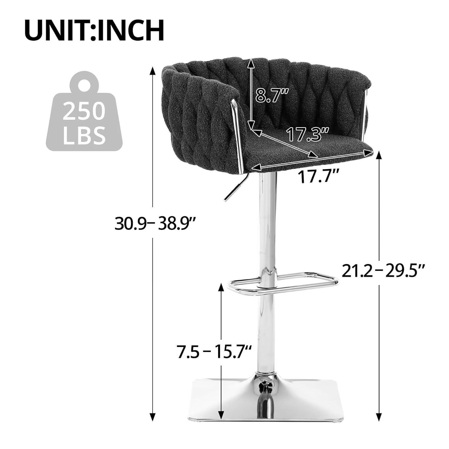 Sesslife Bar Stools with Back Set of 2, 360° Swivel Upholstered Thickened Velvet Fabric High Barstool with Golden Nail Trim, Adjustable Seat Height, Counter Height Bar Chairs for Kitchen Island, Blue