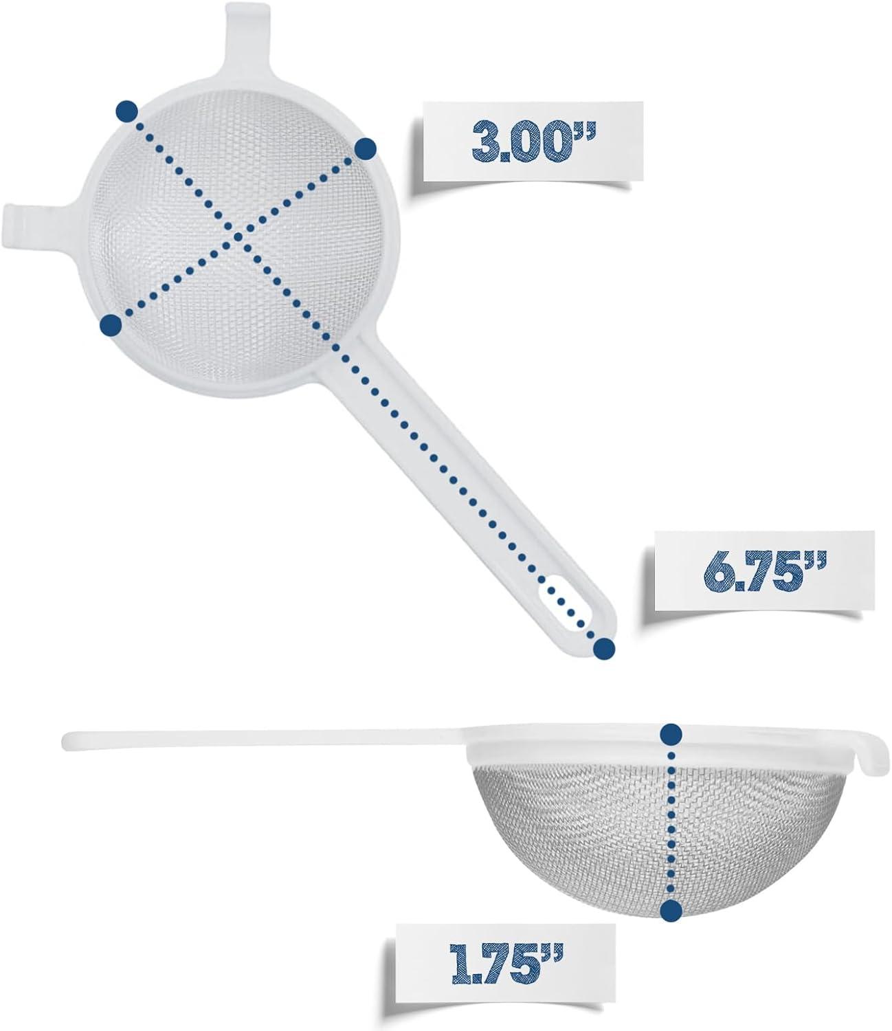 White Nylon Mesh Kitchen Strainer Set with Handles