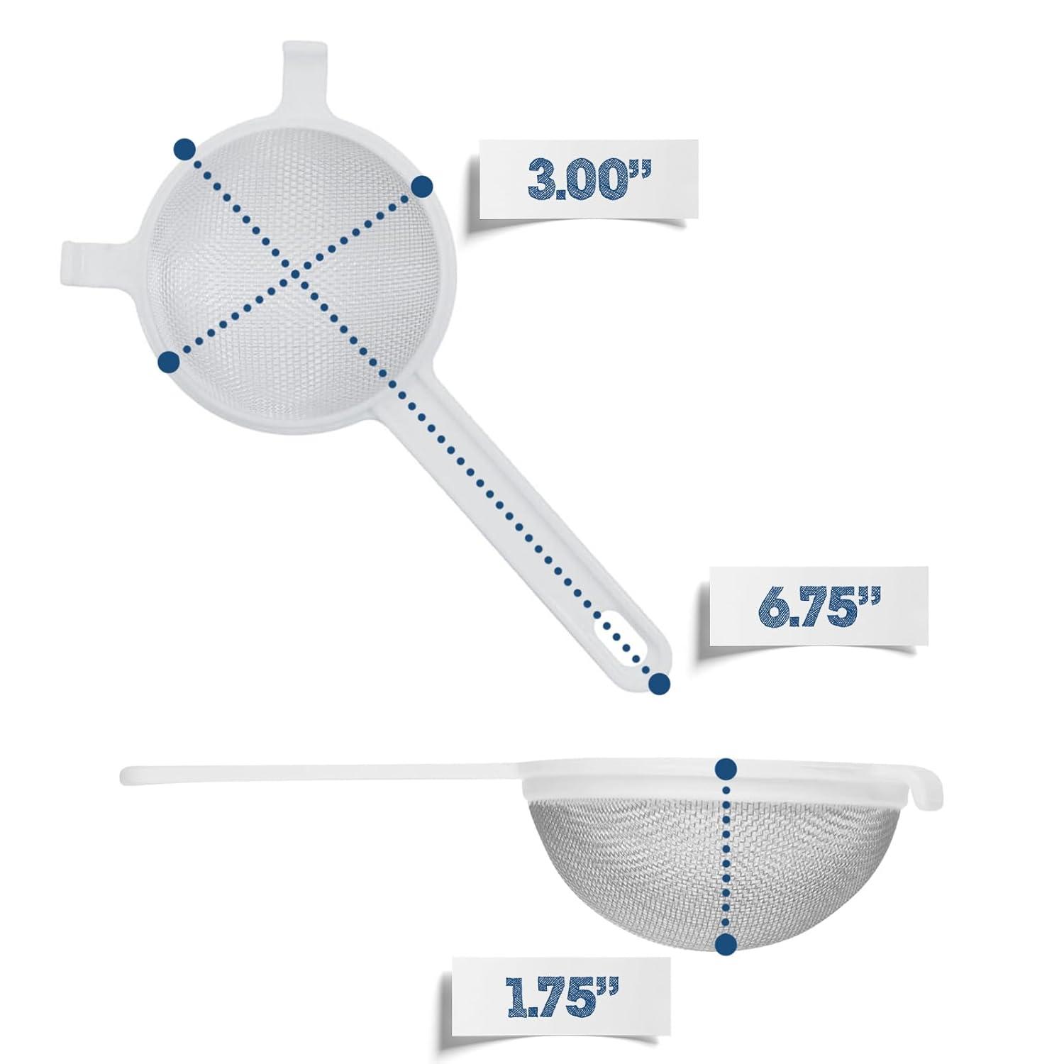 White Nylon Mesh Kitchen Strainer Set with Handles