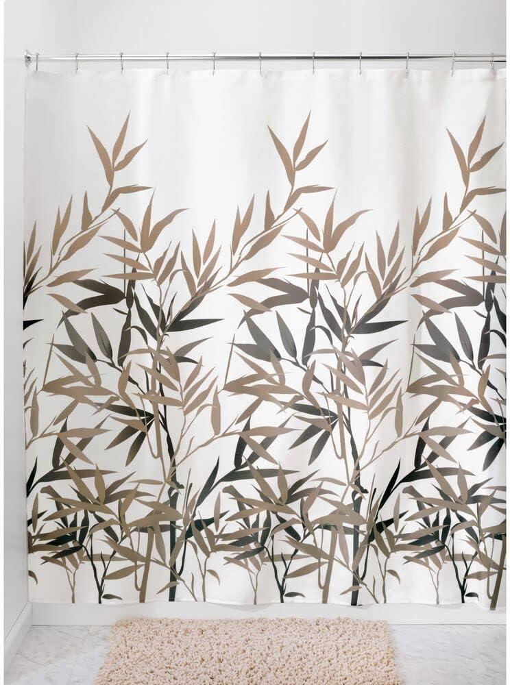 iDesign Black and Tan Polyester Standard Shower Curtain, 72" x 72"