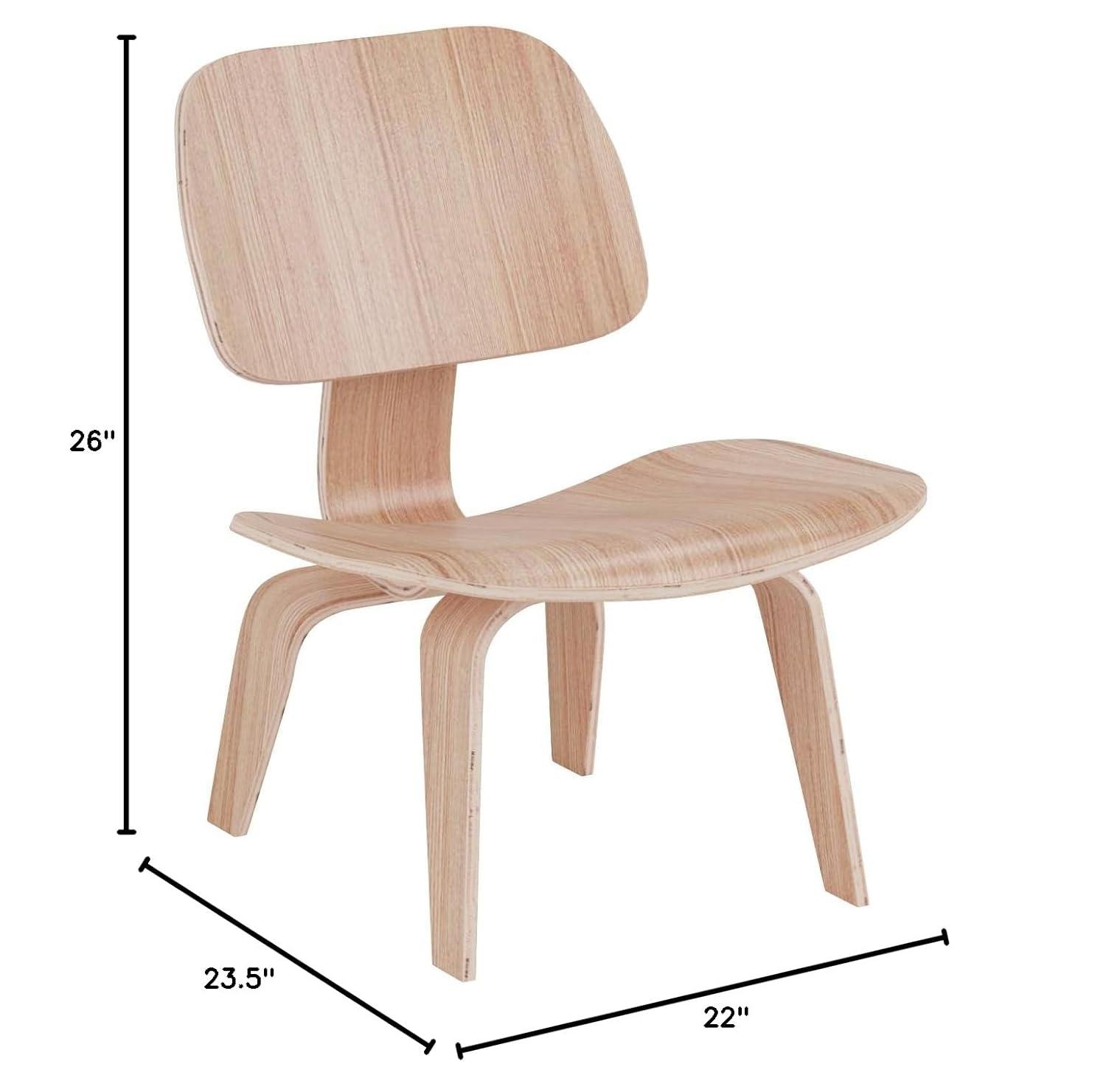 Modway Fathom Modern Durable Molded Plywood Accent Chair in Natural