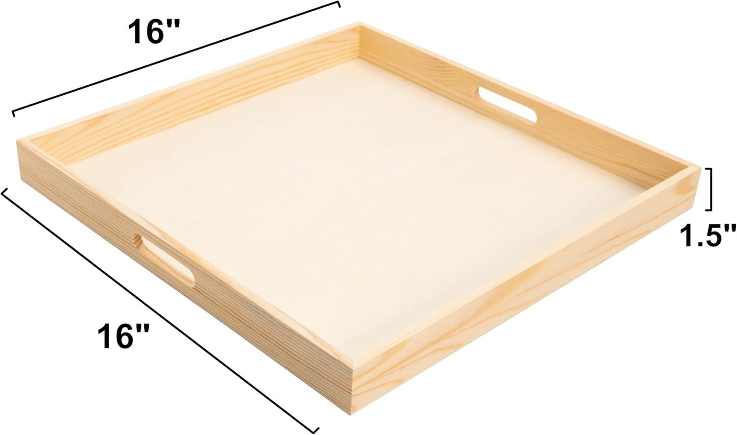 Natural Wood Rectangular Nested Serving Trays with Handles, Set of 5