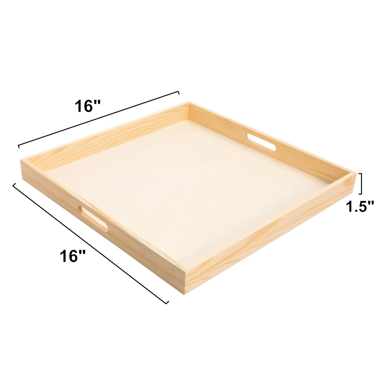 Natural Wood Rectangular Nested Serving Trays with Handles, Set of 5