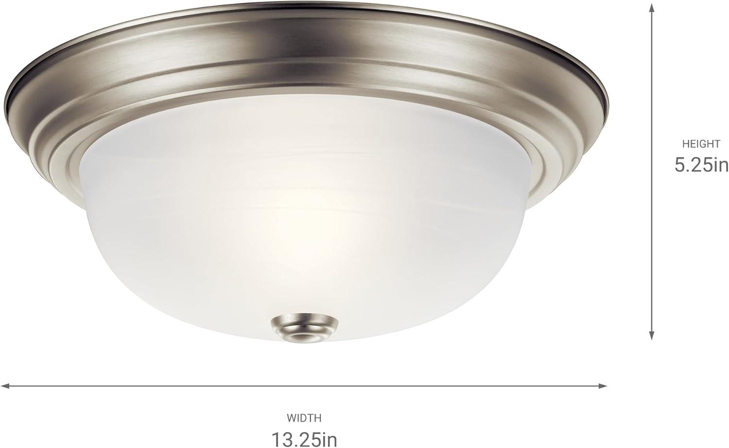 Kichler 13.25" Round 2 Light Brushed Nickel Flush Mount Light with Alabaster Swirl Glass