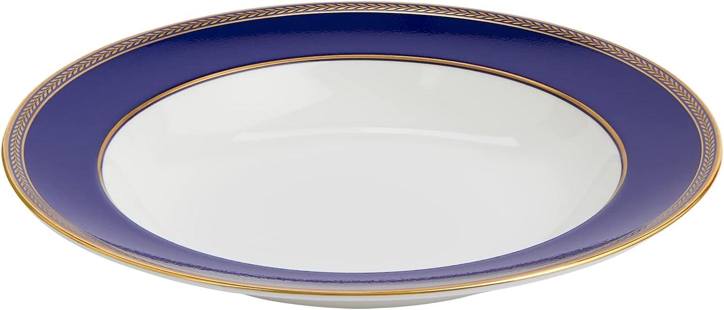 Navy and Gold Rim Porcelain Soup Bowl, 9-inch