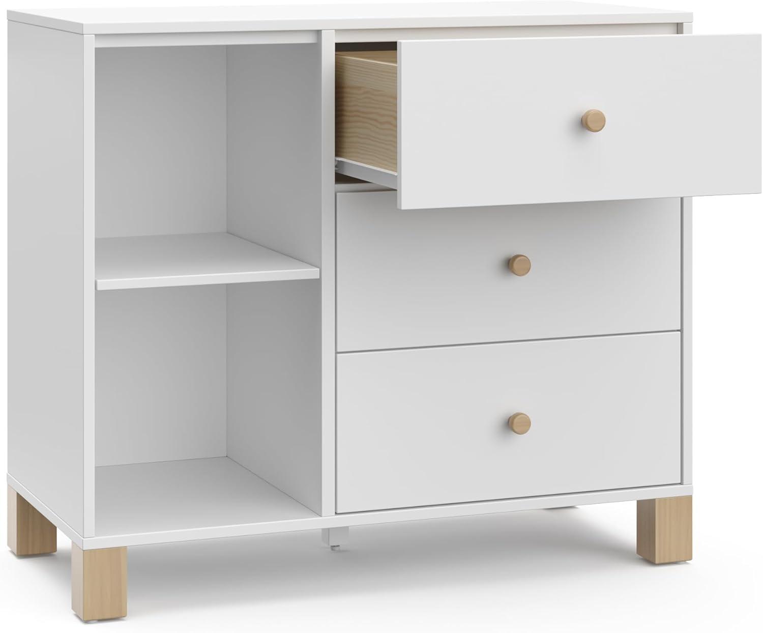 White and Driftwood 3 Drawer Combo Nursery Dresser