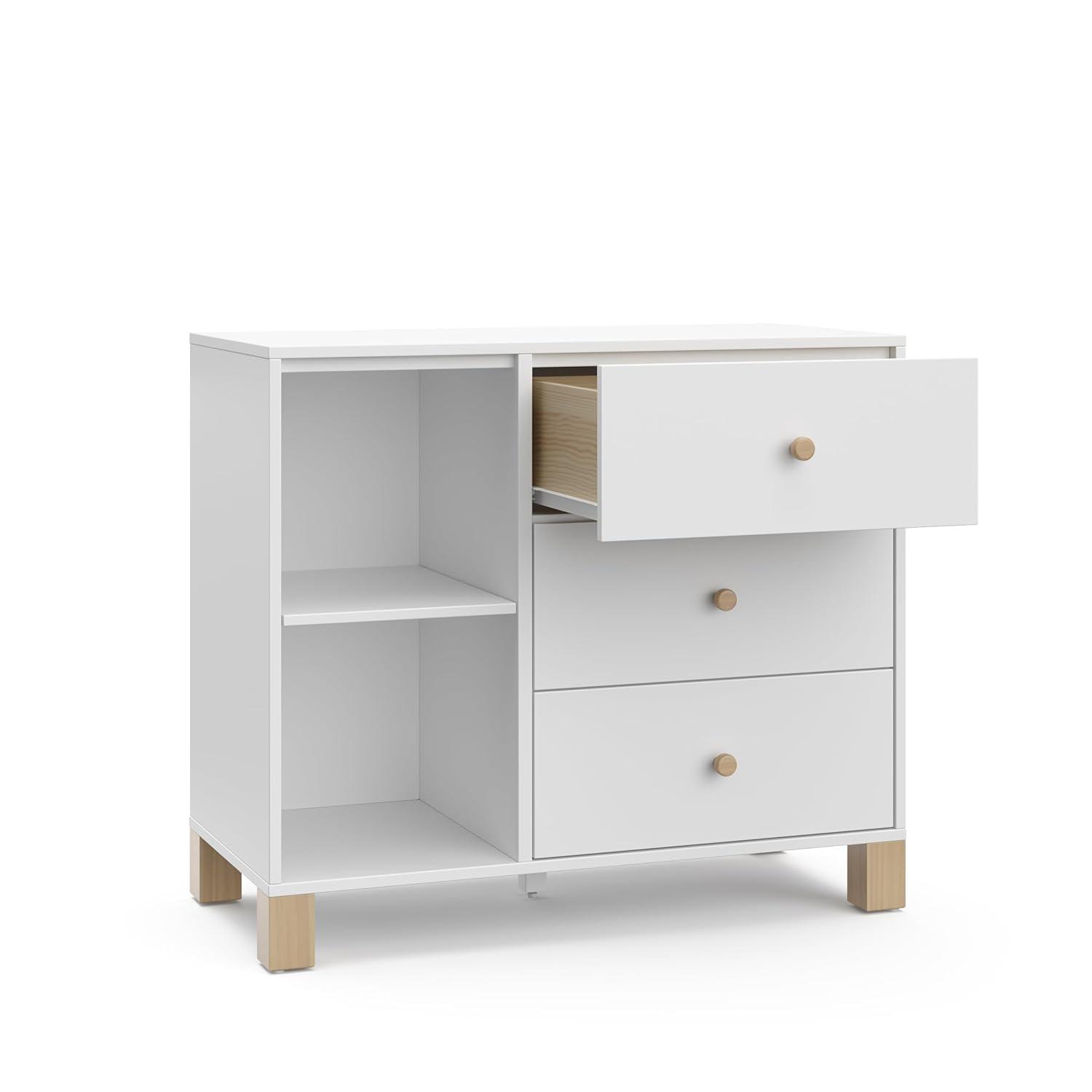 White and Driftwood 3 Drawer Combo Nursery Dresser