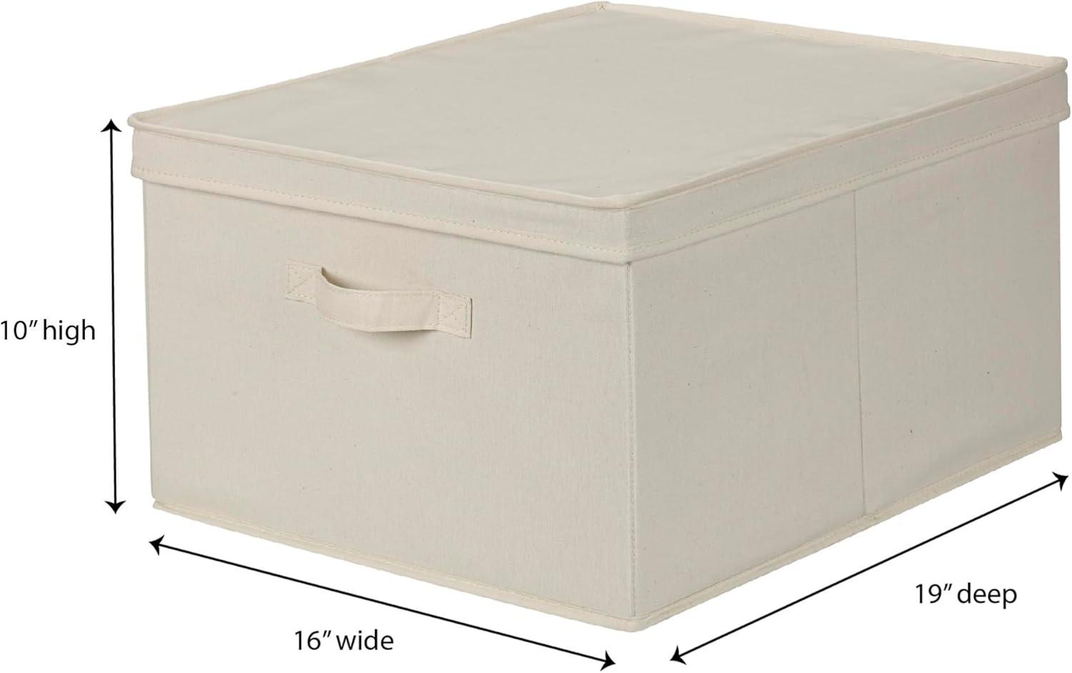 Jumbo Natural Beige Canvas Storage Box with Lid and Handle