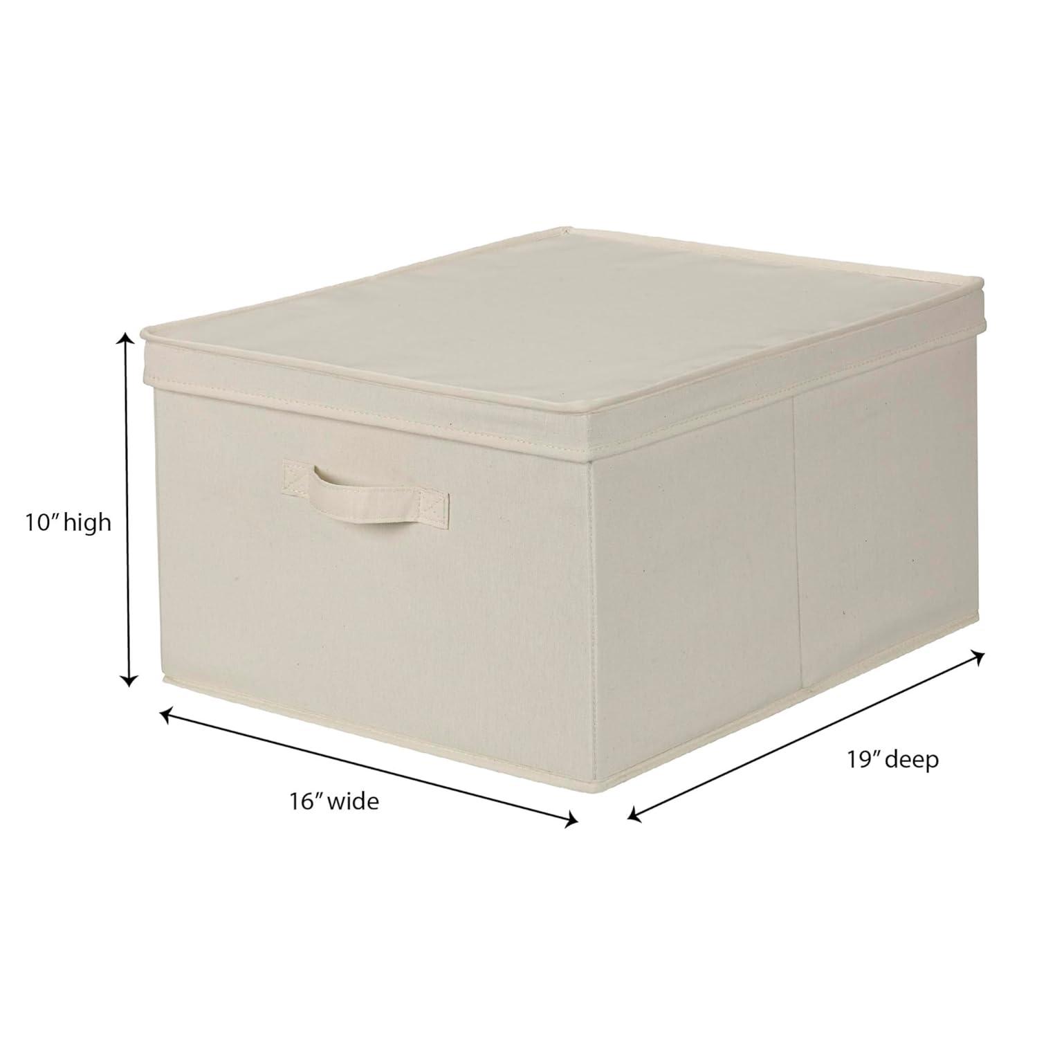 Household Essentials 115 Storage Box with Lid and Handle | Natural Beige Canvas | Jumbo