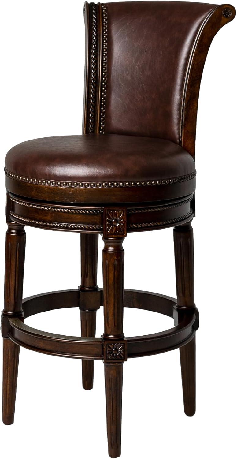 Maven Lane Pullman Bar Stool with Vegan Leather Upholstery