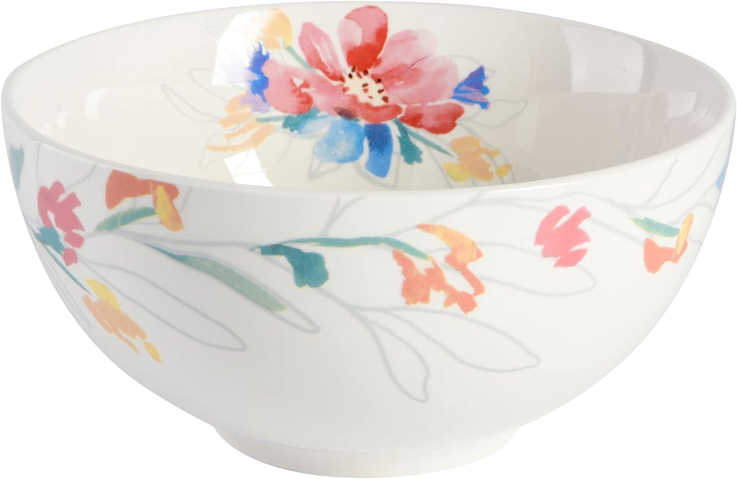 Pink Floral Porcelain 12-Piece Dinnerware Set, Service for 4