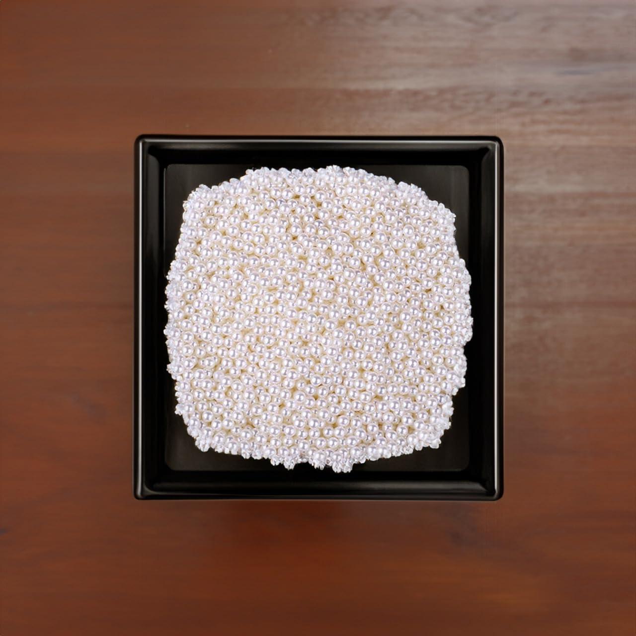 WGV Small Ivory Plastic Pearl Beads in 1 LB Bag, 0.4"(10 mm), Approx 720 Pearls, No Holes, Vase Filler, Loose Table Scatter, Art Crafts