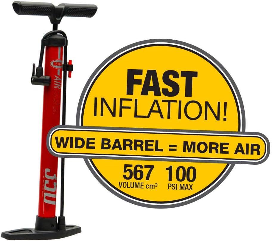 Bell Sports Air Attack 350 High-Volume Bicycle Floor Pump, Red