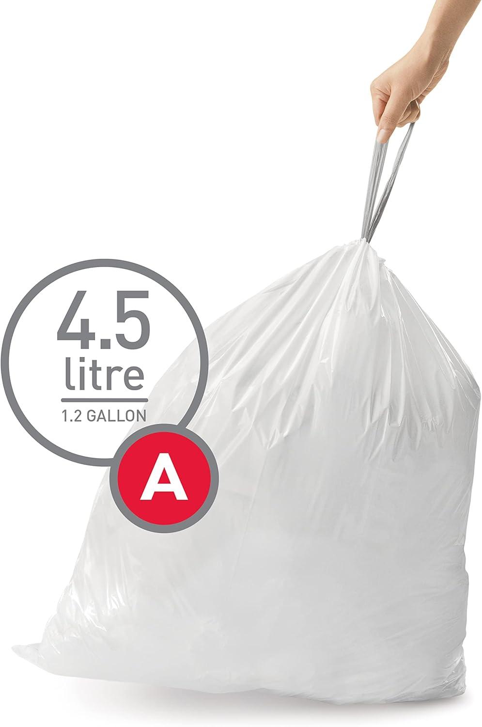 simplehuman 4.5L Code A Custom Fit Bathroom Trash Bag Liners 5 Quick-Dispense Packs - 150ct