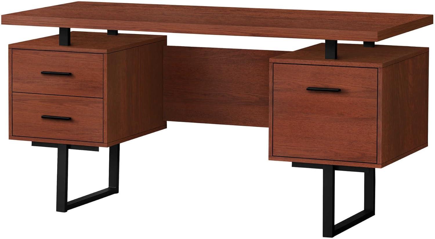 Monarch Specialties Computer Desk Home Office Laptop Left Right Set-Up Storage Drawers 60InchL Work Metal Laminate Brown Black Contemporary Modern