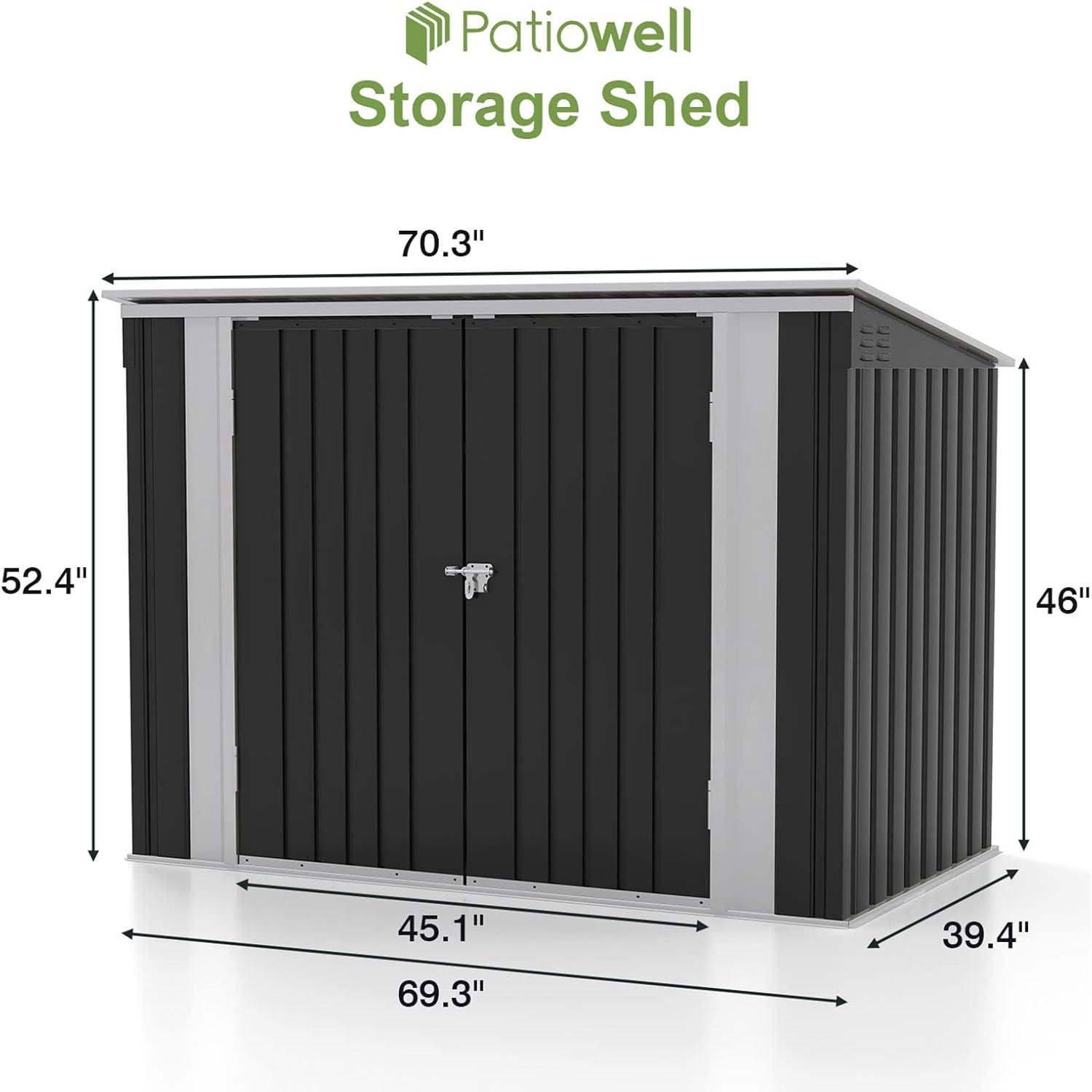 Patiowell 8' x 10' Outdoor Storage Shed, Large Garden Tool Metal Shed with Sloping Roof and Double Lockable Door, Outdoor Shed for Backyard Garden Patio Lawn, Brown