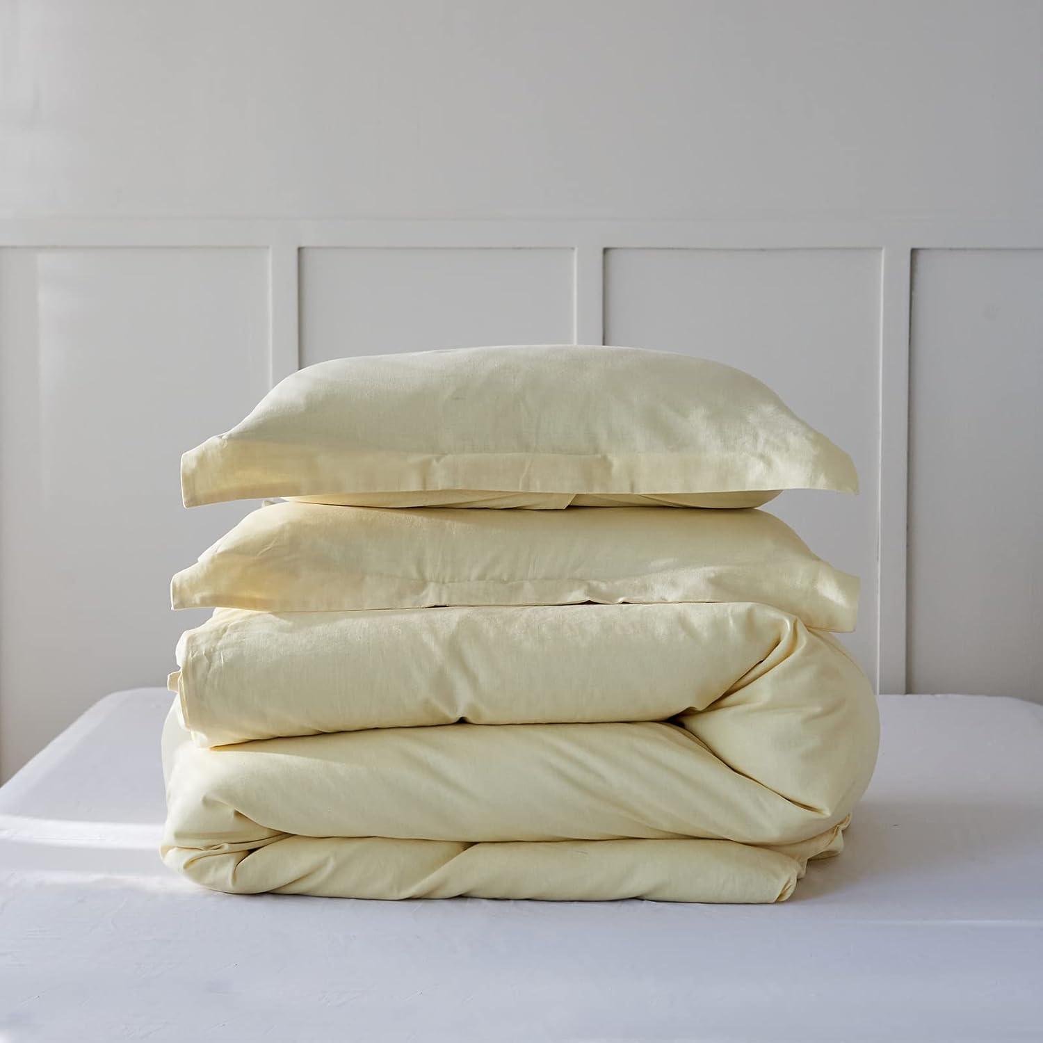 Twin Natural Flax Cotton Blend Duvet Cover Set