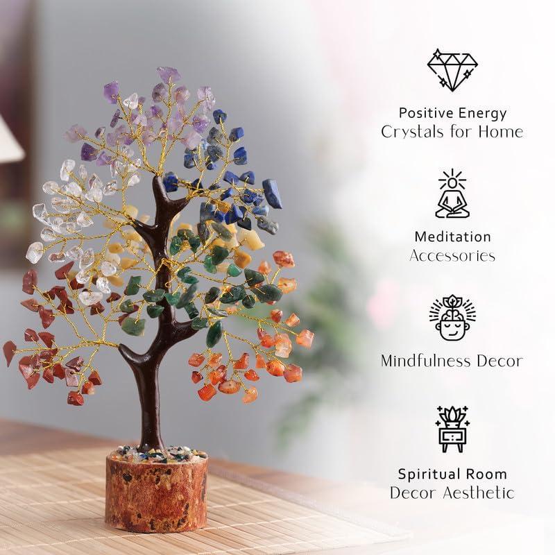 Crystal Tree Of Life 7 Chakra Healing Crystal Trees for Home Office Decoration Crystal Decor Money Bonsai Trees for Positive Energy