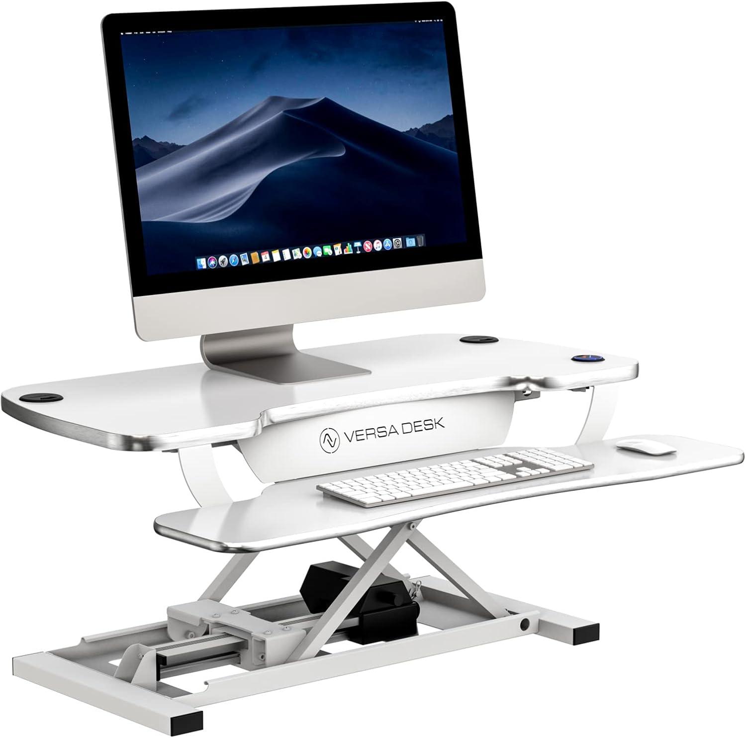 PowerPro Standing Desk Converter, PowerPro Electric Height Adjustable with Keyboard Tray