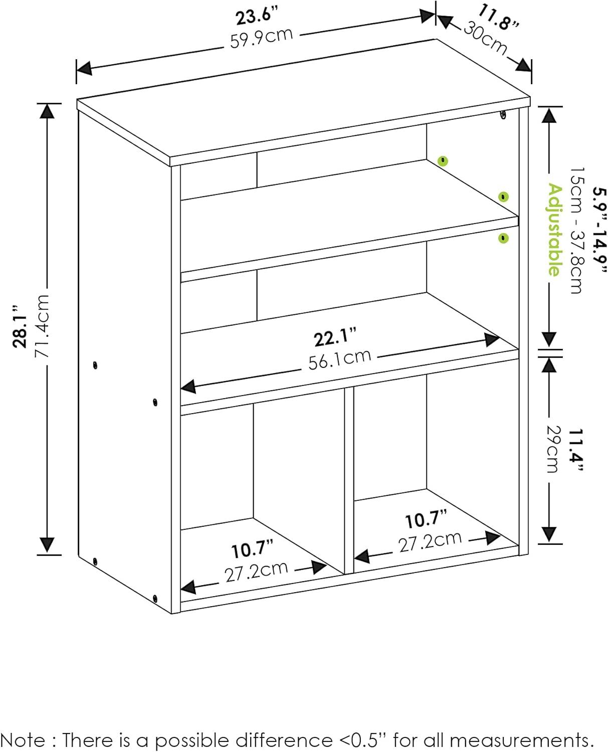 Furinno 3-Tier Open Bookcase Multipurpose Display Rack 3-Cube Storage Bookshelf Cabinet with Adjustable Shelves,White