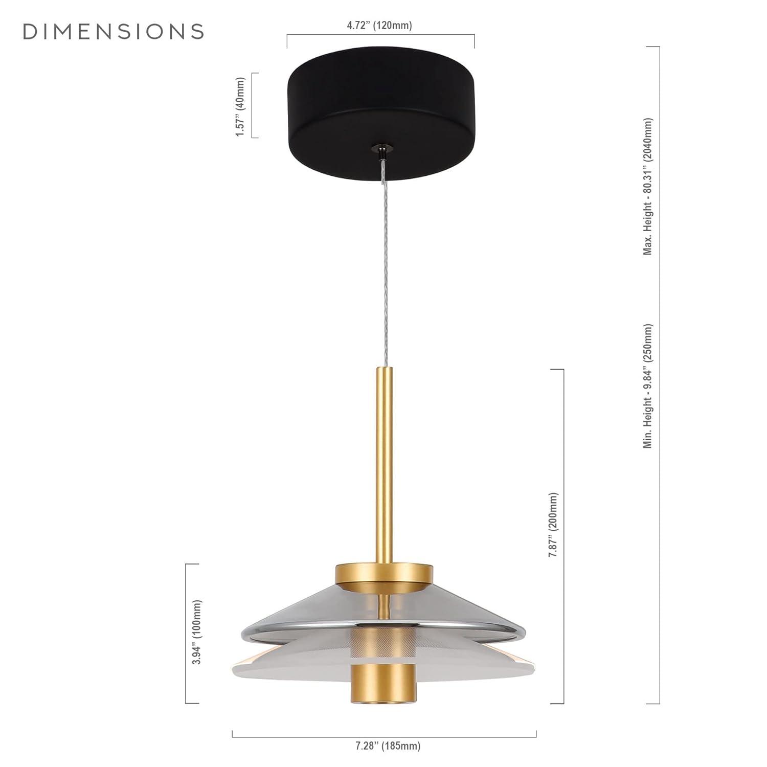VONN Lighting Verona 7-in 100-277V 1-Light ETL Certified Integrated LED Height Adjustable Cone Pendant Lighting