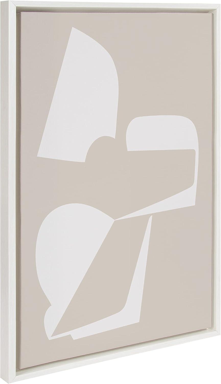 White and Beige Abstract Canvas Wall Art with Polystyrene Frame, 23x33