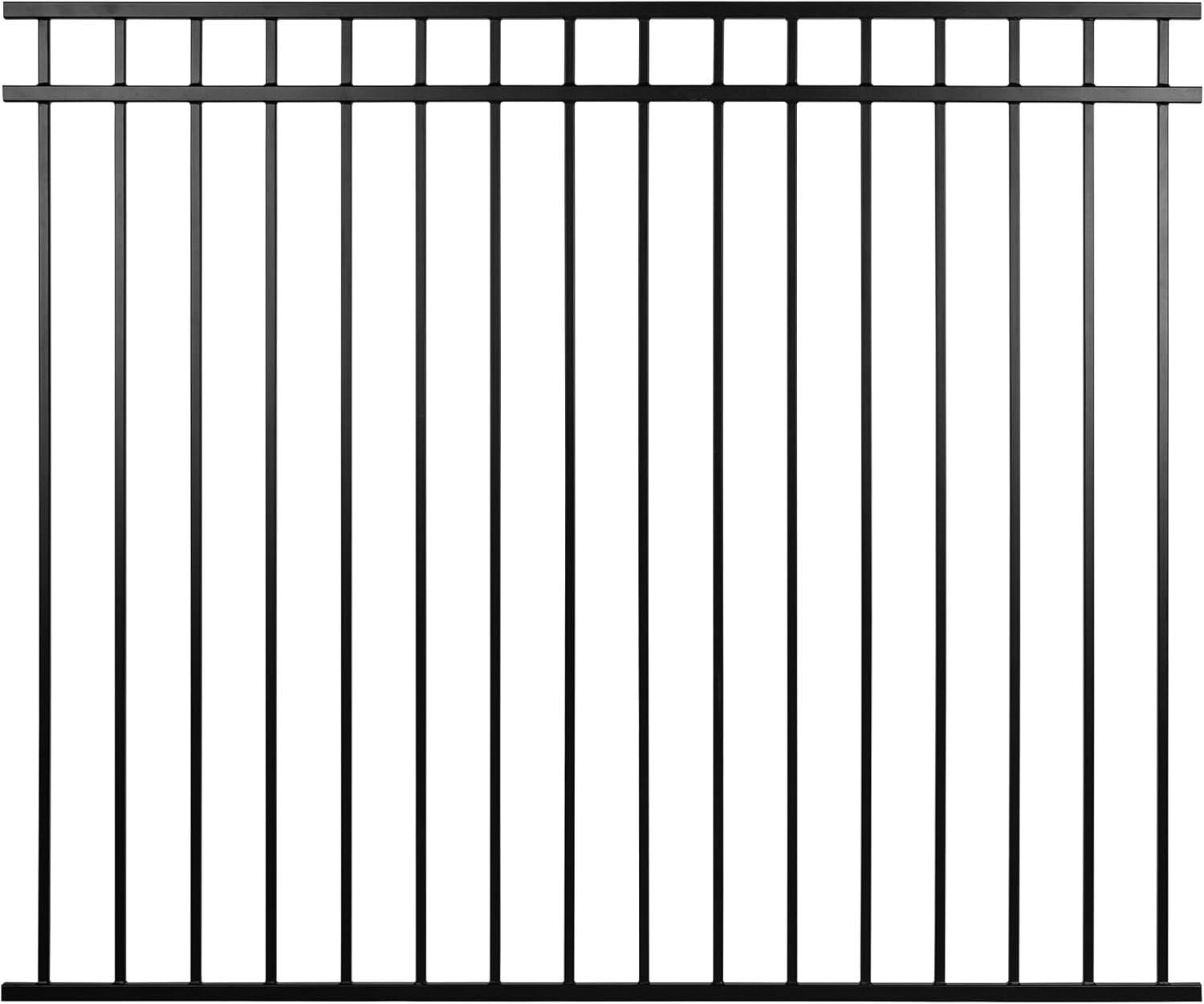 Nuvo Iron 5-ft H x 6-ft W Textured black finish Galvanized steel Containment Gate Spaced picket Fence panel