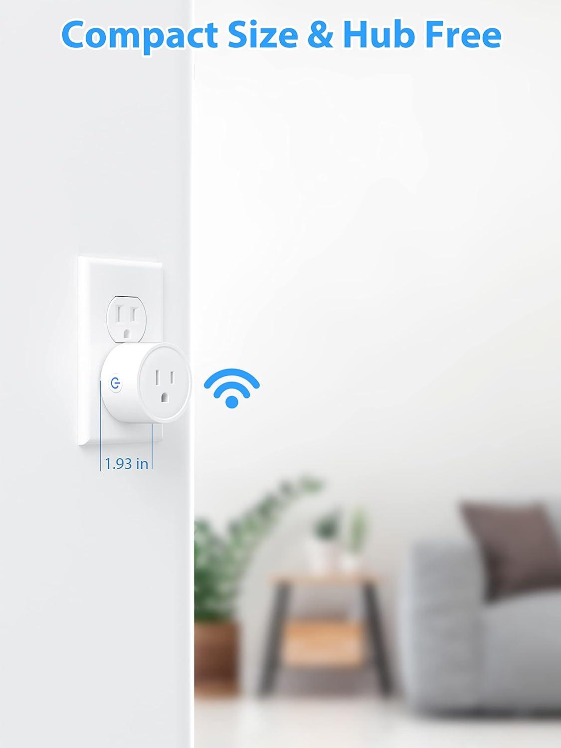 EIGHTREE Smart Plug 2025 Upgrade to 15A, Bluetooth & Wi-Fi Outlet Plug Dual Connection, Voice Control, Remote Control Outlet Timer Indoor, Smart Plugs That Work with Alexa & Google, 2.4GHz Wi-Fi Only