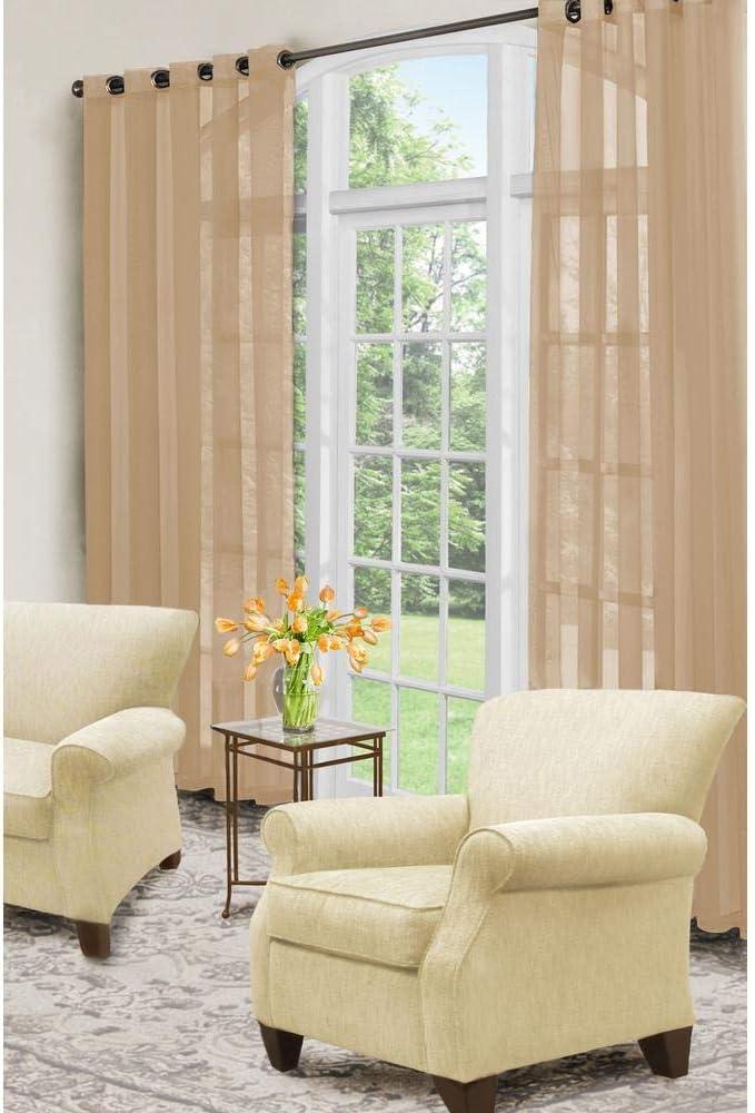 Arm & Hammer Curtain Fresh Odor-Neutralizing Sheer Voile Grommet Single Curtain Panel, Beige, 59 x 95