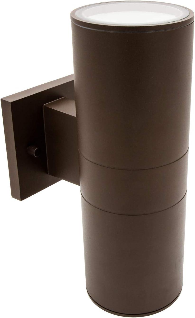 Brown Cylinder LED Outdoor Wall Sconce with Clear Glass