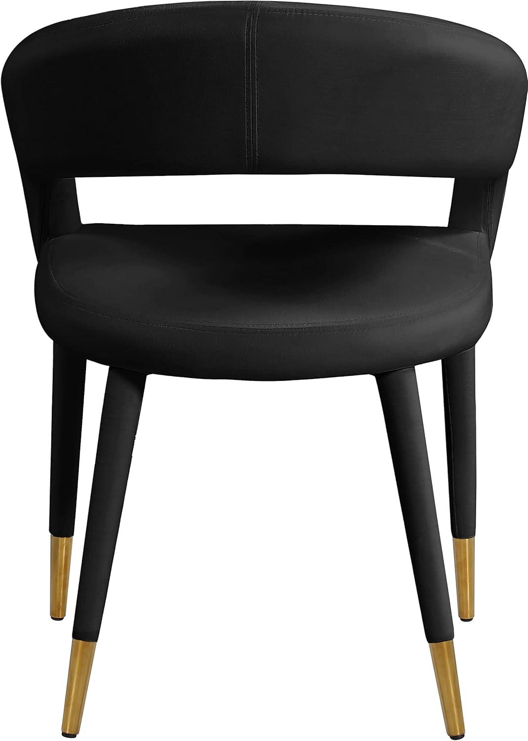 Elegant 31.5" Black Velvet Upholstered Arm Chair with Metal Gold-Tipped Legs