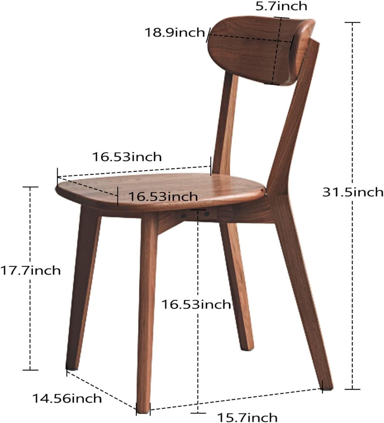 Aukfa Mid-Century Modern Dining Chairs Set of 2, Solid Oak Wood Side Chair for Kitchen, Dining Room, Walnut