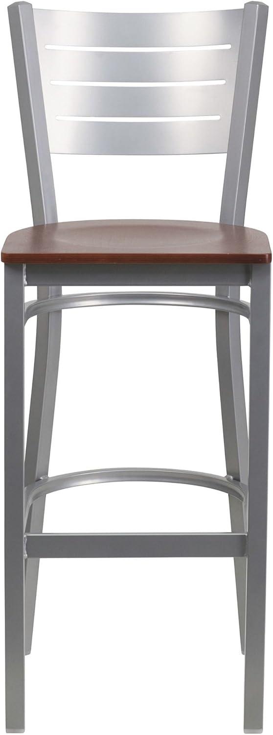 Flash Furniture Silver Slat Back Metal Restaurant Barstool