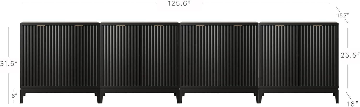 Nathan James Set of 4 Jasper Wood Fluted Console Table with Doors Black