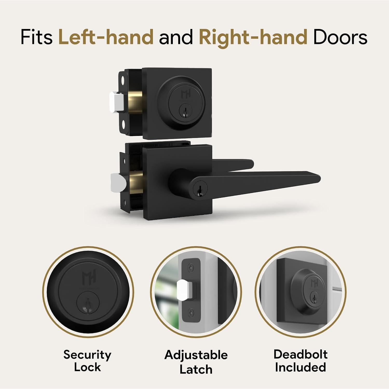 Mega Handles Schein Lever Door Lock Handle Set for Hallway, Closet and Bathroom