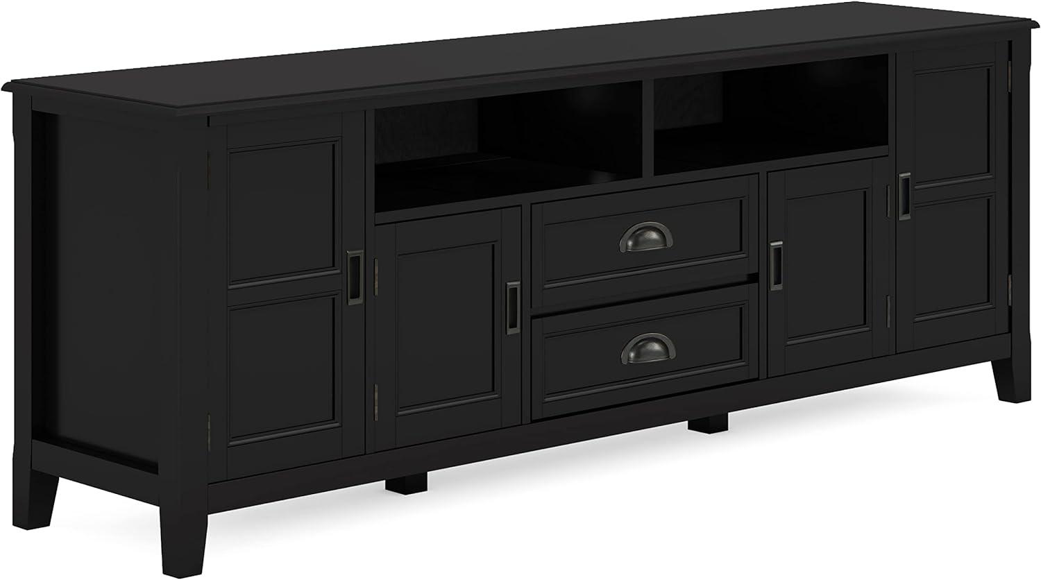 Burlington Black Solid Wood 72" TV Media Stand with Cabinets