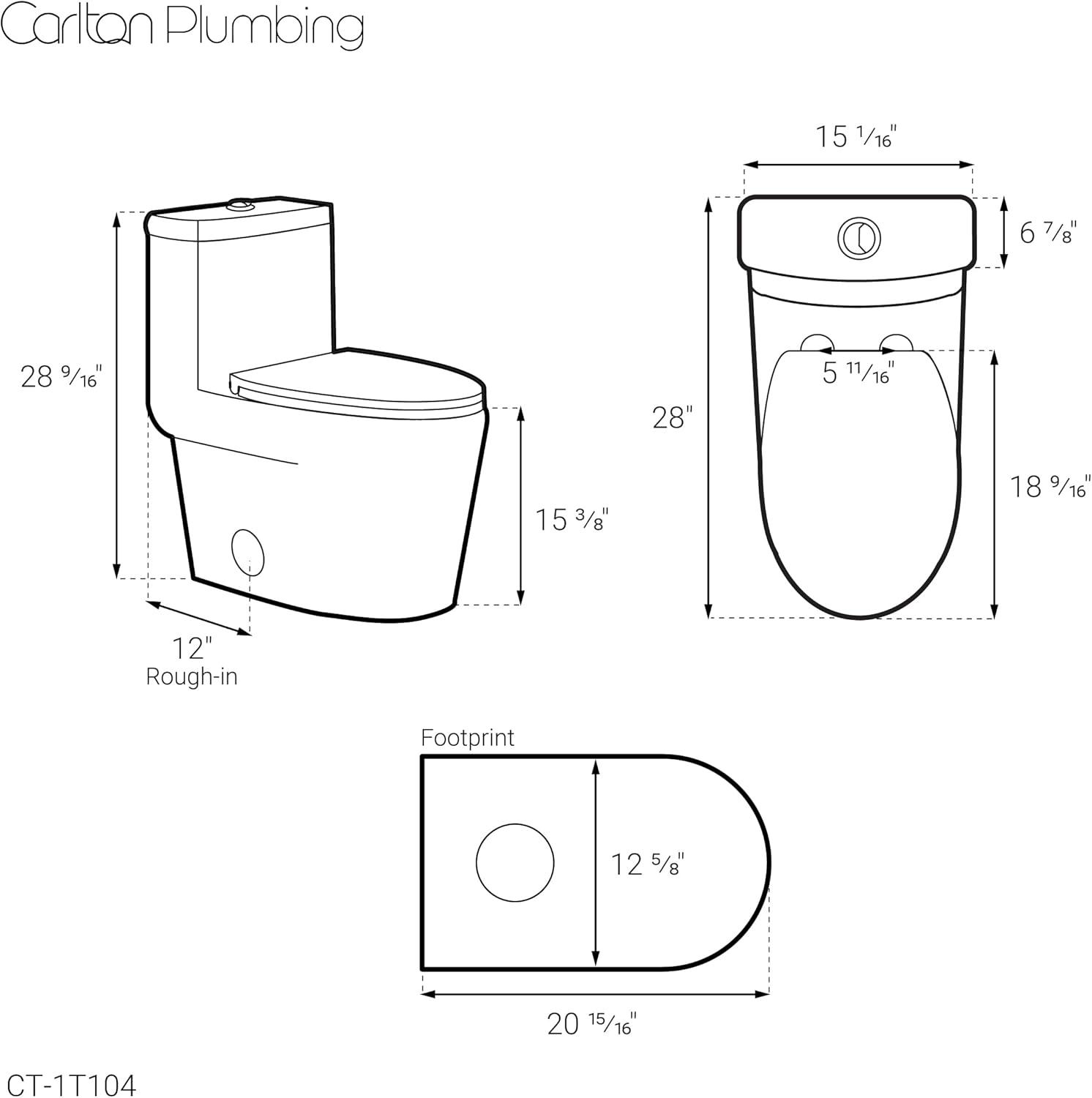Swiss Madison CT-1T104 Fulton One-Piece Elongated Toilet Dual-Flush 1.1/1.6 Gpf