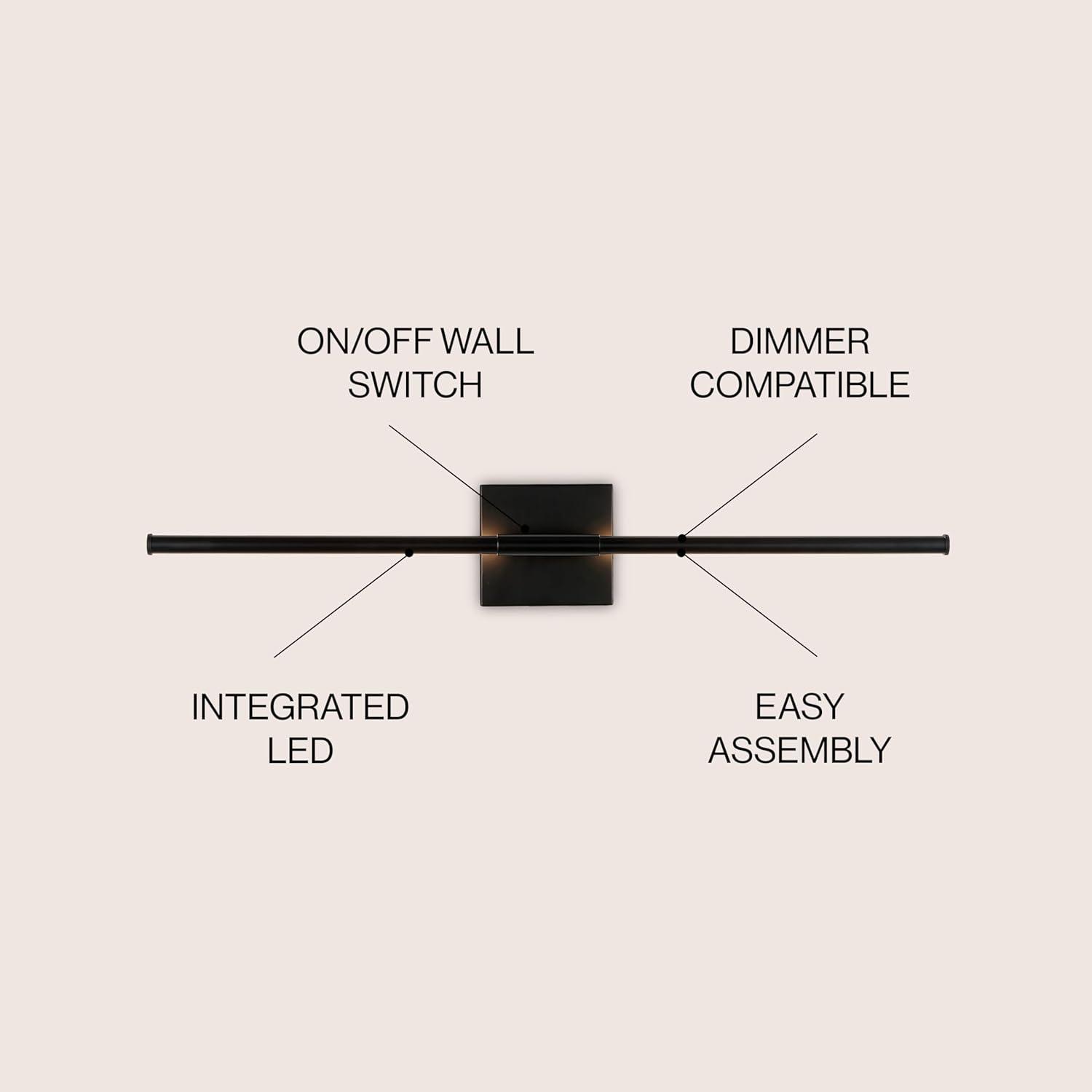 Makena 28" Dimmable Integrated LED Modern Metal Wall Sconce, Black