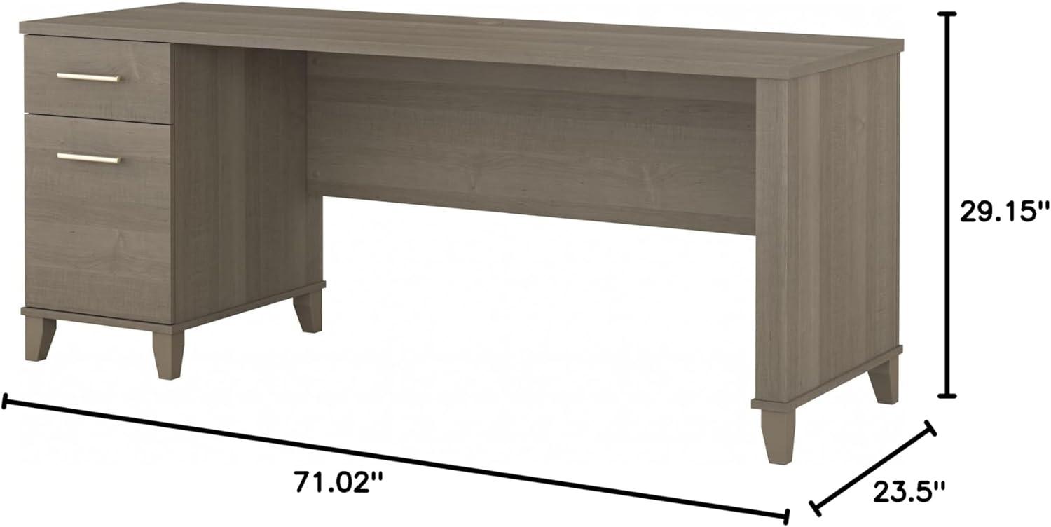 Bush Furniture Somerset 72W Single Pedestal Desk with File Drawer and Box Drawer in Sand Oak