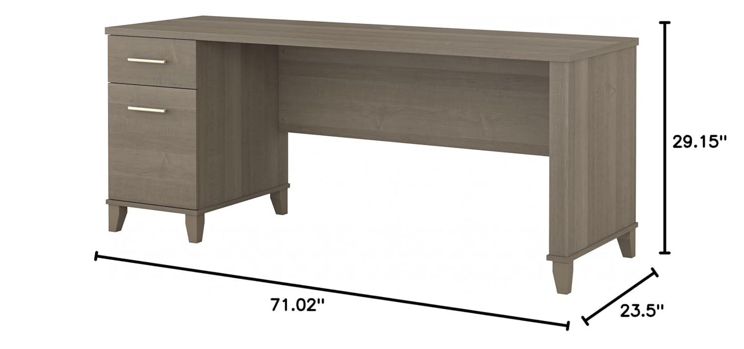 Bush Furniture Somerset 72W Single Pedestal Desk with File Drawer and Box Drawer in Sand Oak