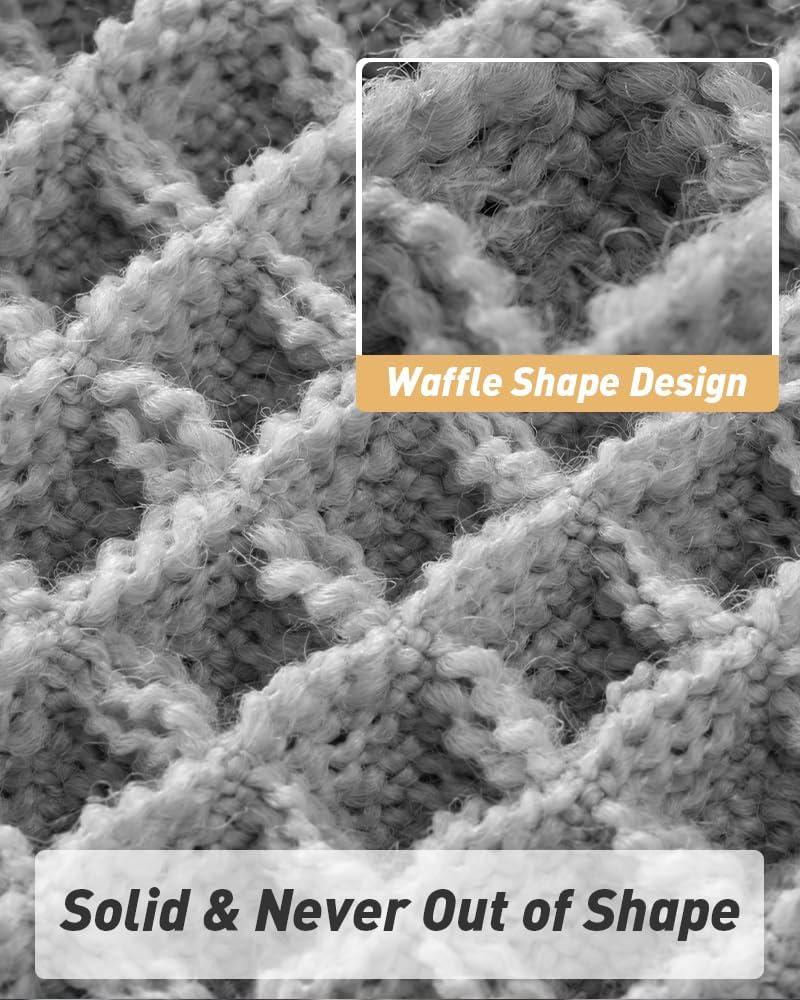 SHIMOH Waffle Bath Mat, Super Absorbent Non-Slip Bath Mats for Bathroom Floor, Machine Washable Bathroom Rugs with Tassels, Rubber Backed Bathroom Mats, Ultra Soft. (Light Gray, 18"X30")