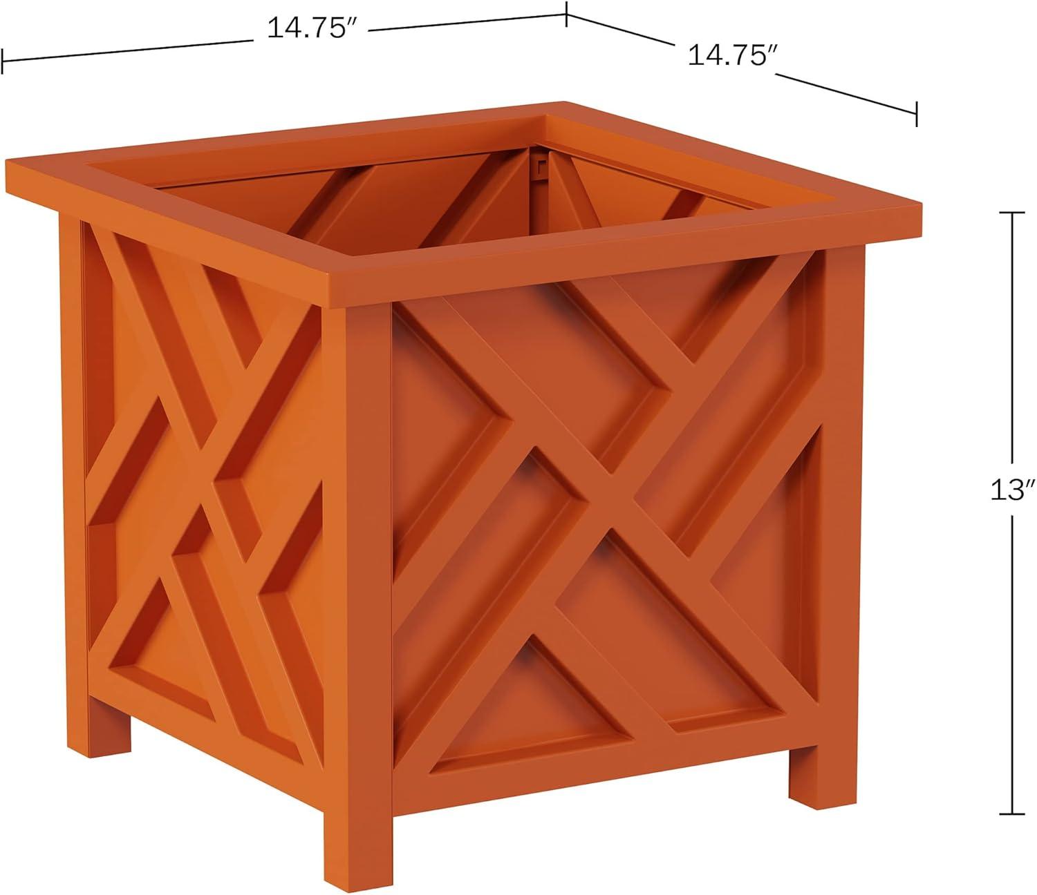 Terracotta Square Lattice Outdoor Planter Boxes Set of 2