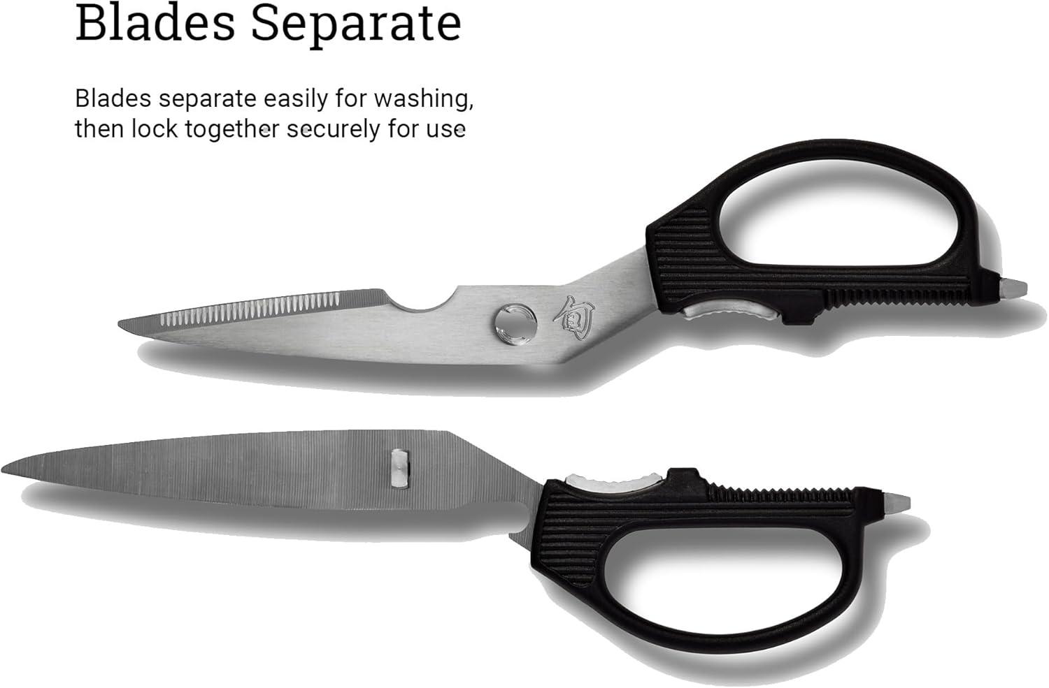 Shun Multi Purpose Shears, Stainless Steel Kitchen Scissors, DM7300, Black, 3.5 Inch Blade