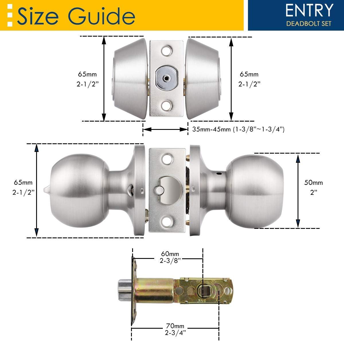 Brushed Nickel Round Stainless Steel Entry Knob and Deadbolt Set