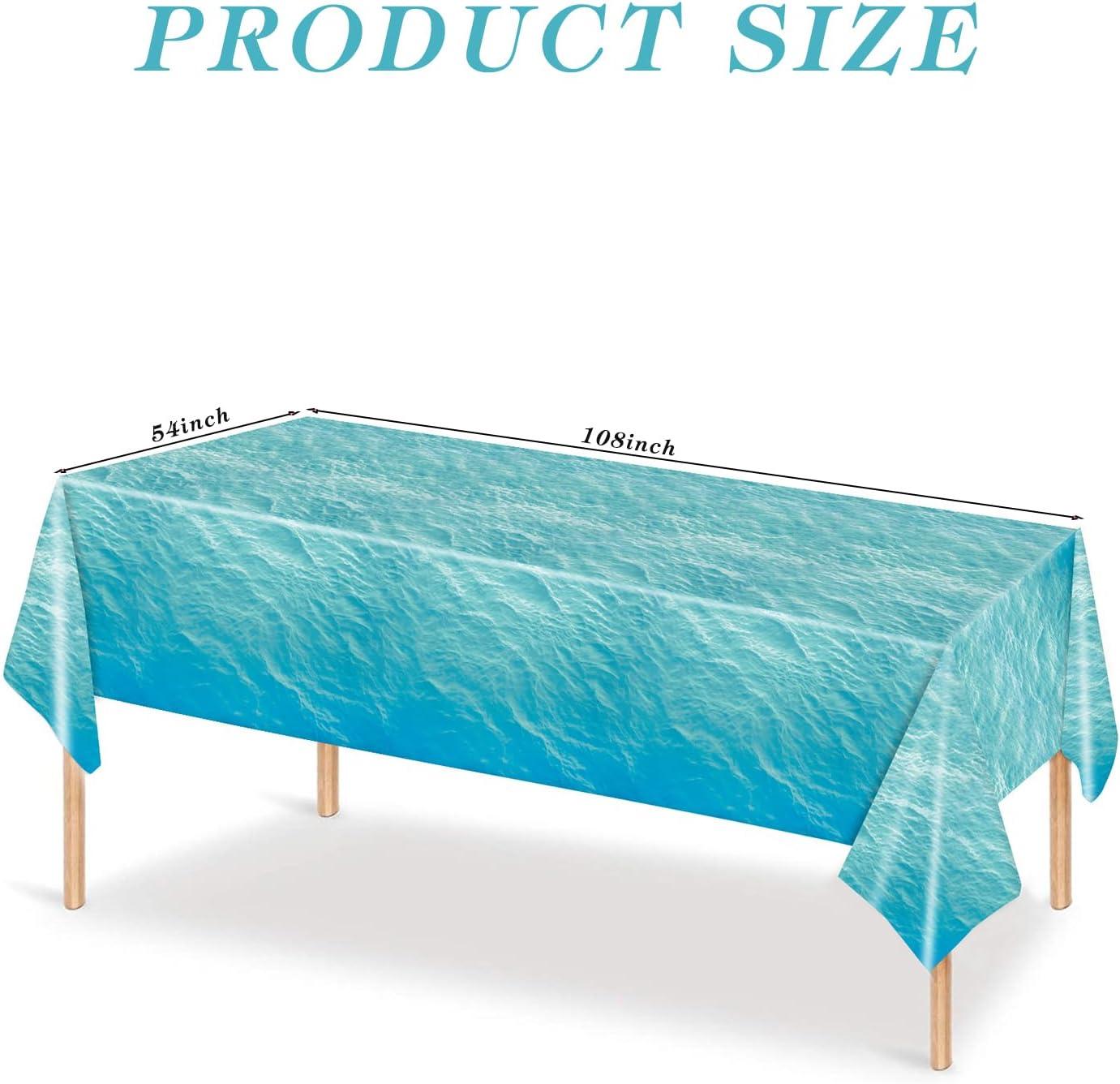 3-Piece 54 x 108 Inch Ocean Wave Plastic Tablecloth - Realistic Water Design, Disposable Rectangle Table Cover for Dining, Picnic, Beach Party, Sea Theme, Pool Party, Summer Indoor Outdoor Decoration