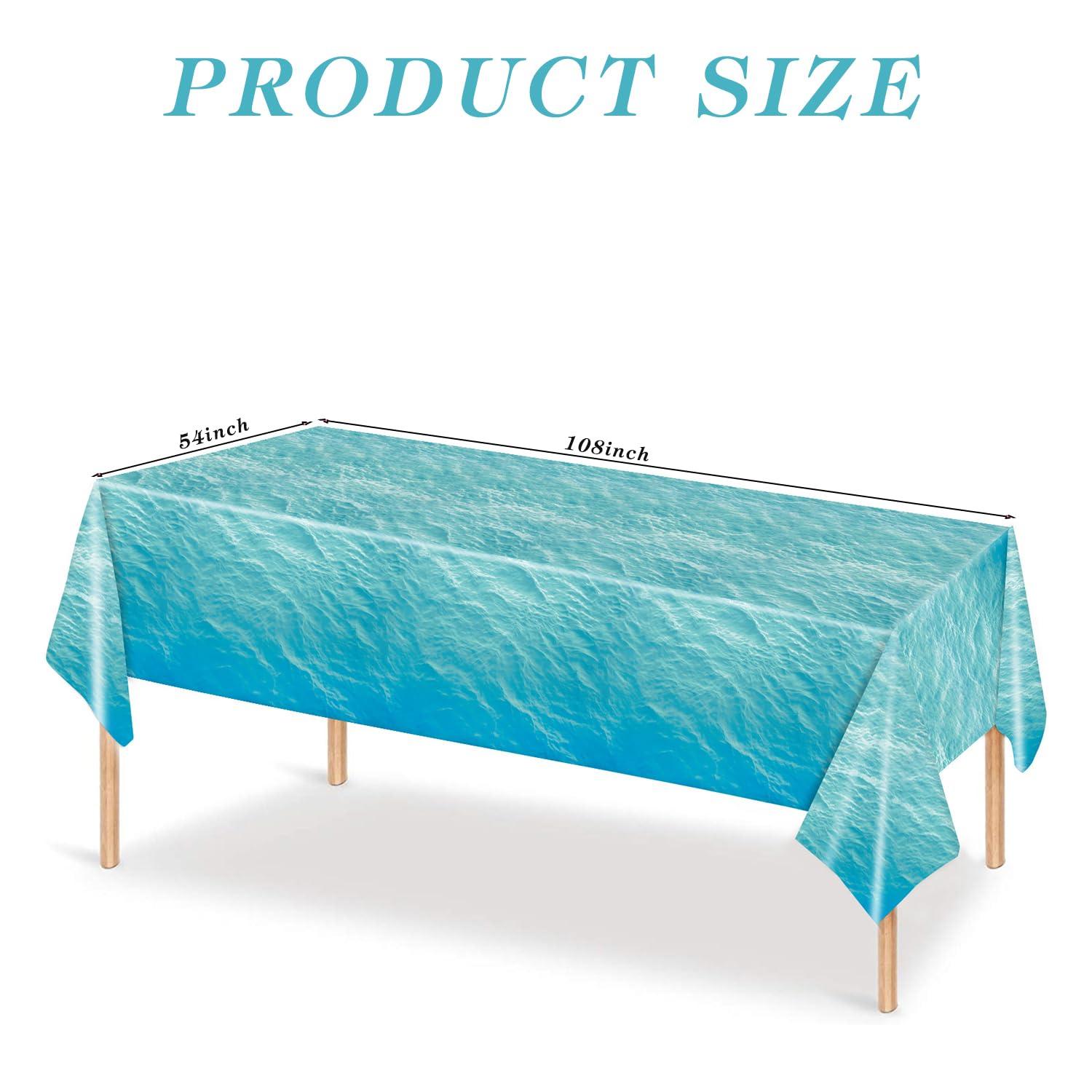 3-Piece 54 x 108 Inch Ocean Wave Plastic Tablecloth - Realistic Water Design, Disposable Rectangle Table Cover for Dining, Picnic, Beach Party, Sea Theme, Pool Party, Summer Indoor Outdoor Decoration