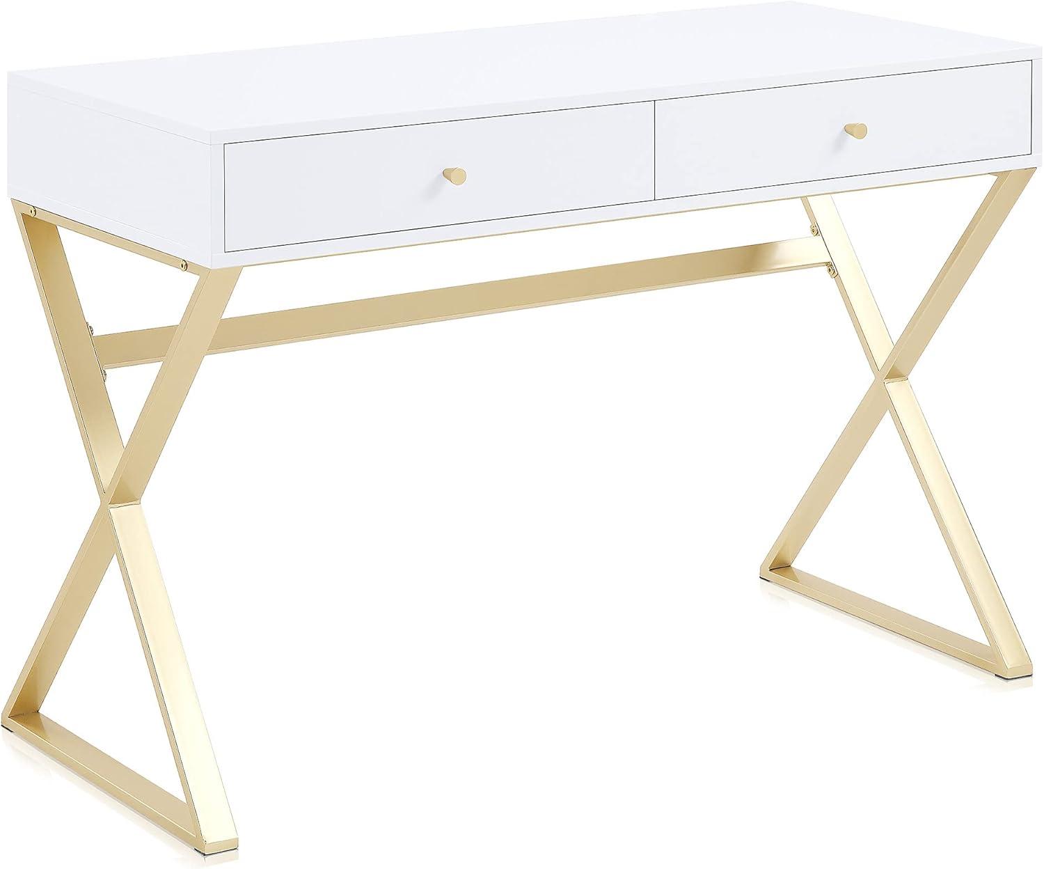 BELLEZE Vanity Table, Home Office Computer Desk - Ellena (White)