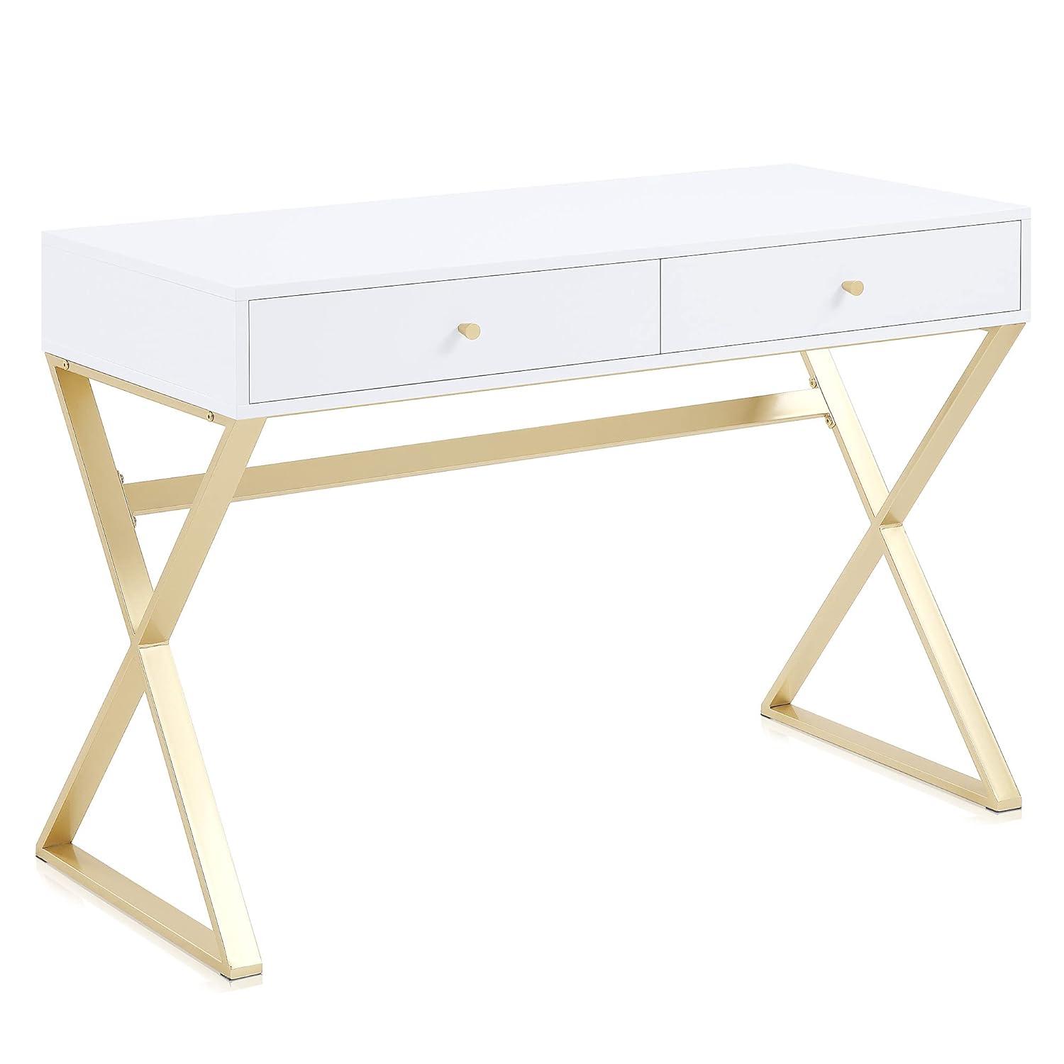 BELLEZE Vanity Table, Home Office Computer Desk - Ellena (White)