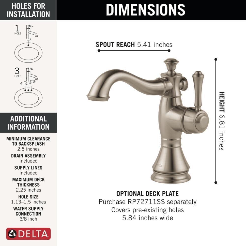 Cassidy™ Single Hole Bathroom Faucet with Drain Assembly