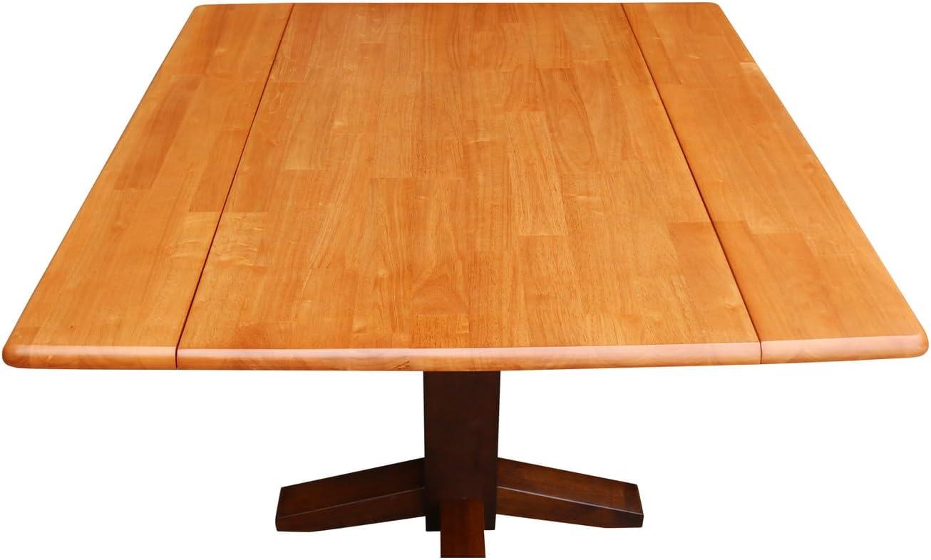 Cinnamon Espresso 36" Square Solid Wood Extendable Dining Table